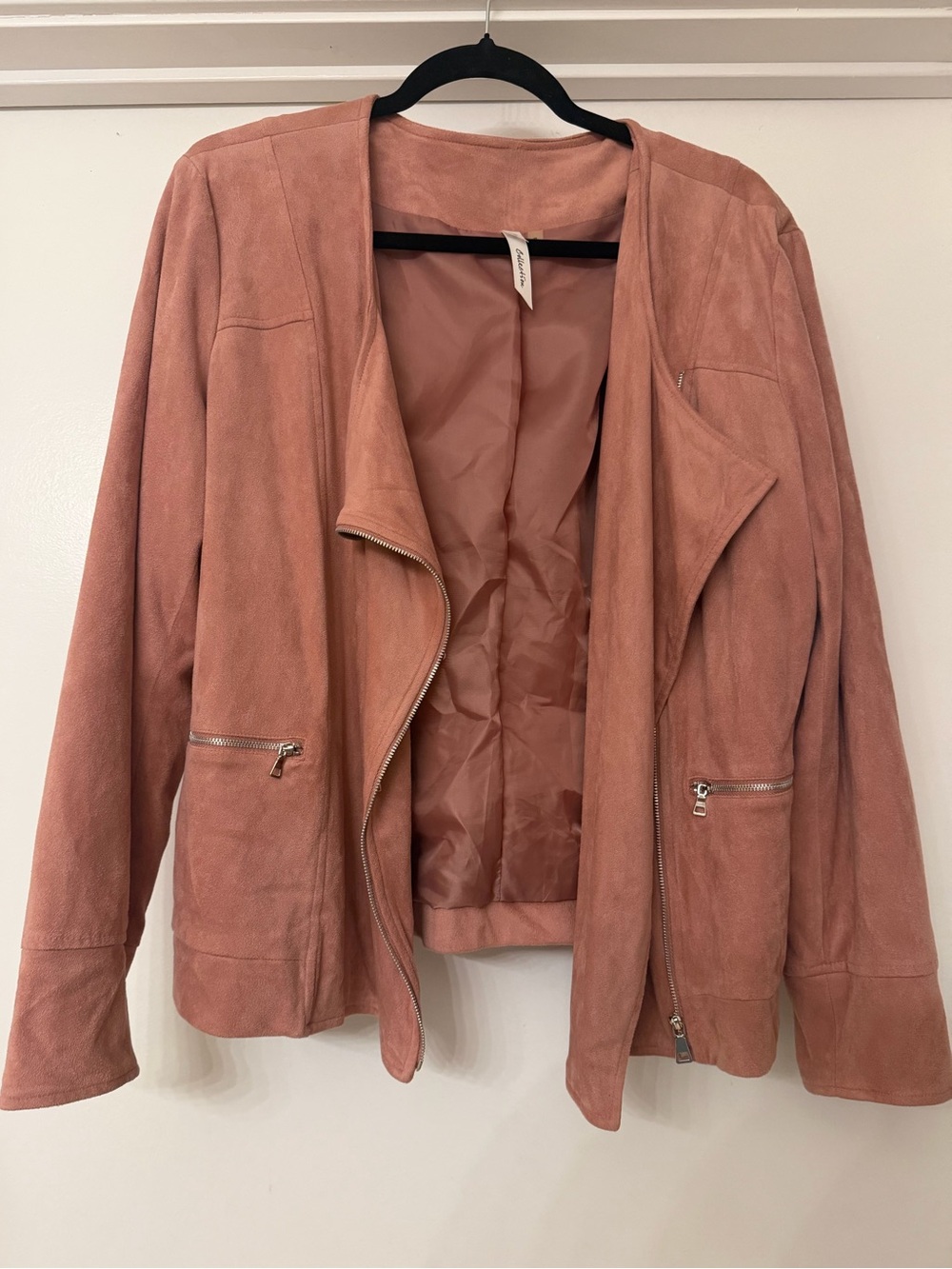 Women's Suede Moto Jacket - Dusty Rose